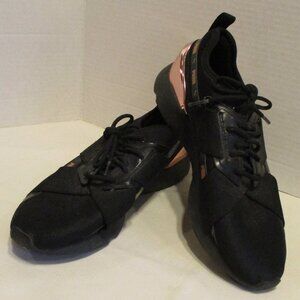 Puma Shoes Athletic Woman Size 9 Black Copper Lace Up Outdoors Running Gym Shoes